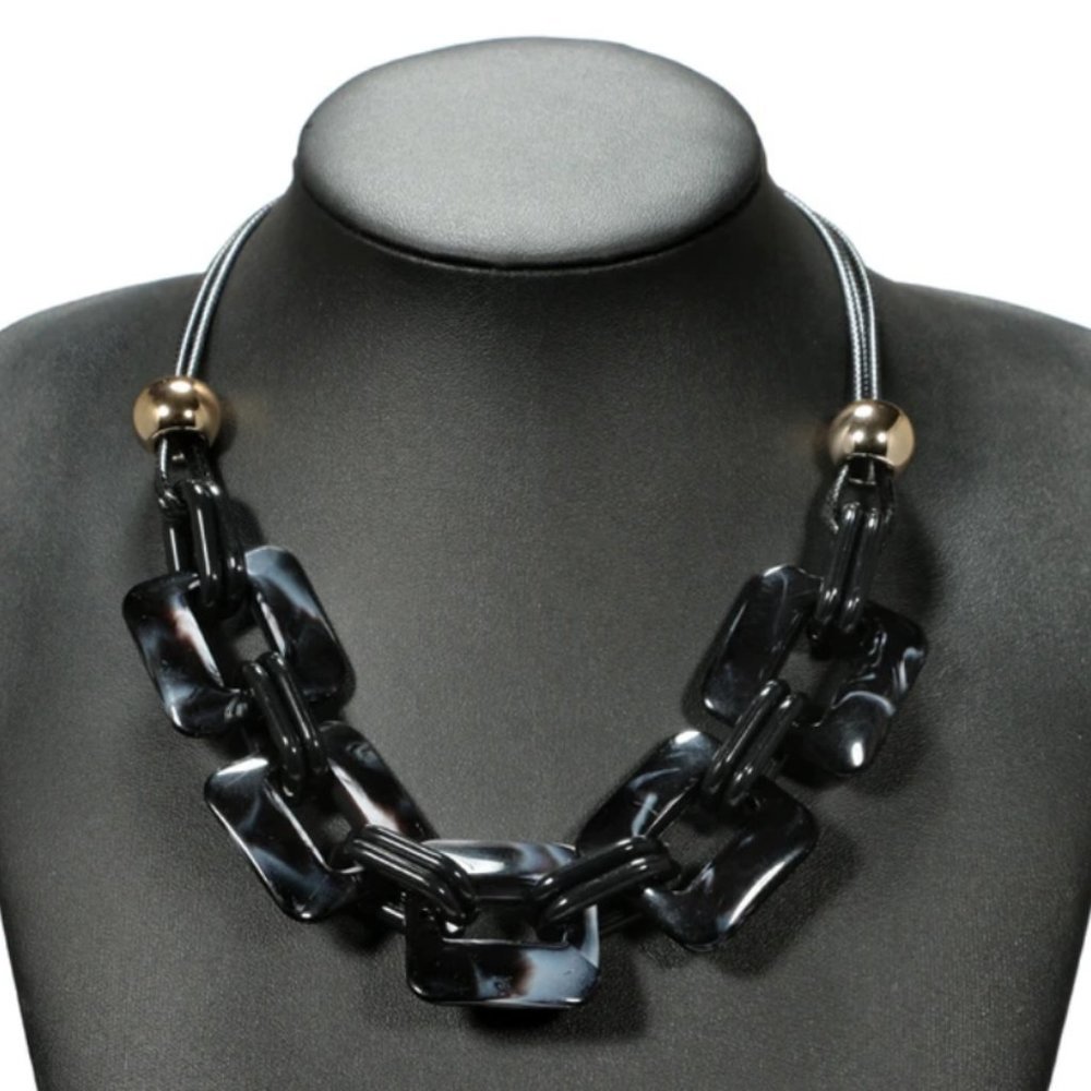 Women's Acrylic Black Chunky Choker Necklace
